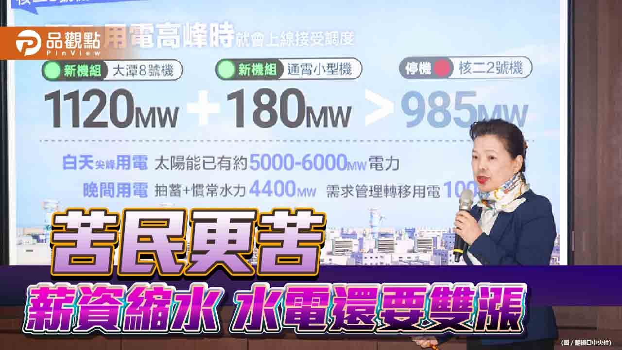 主計長朱澤民承認實質所得減少 經濟部長王美花暗示水電雙漲