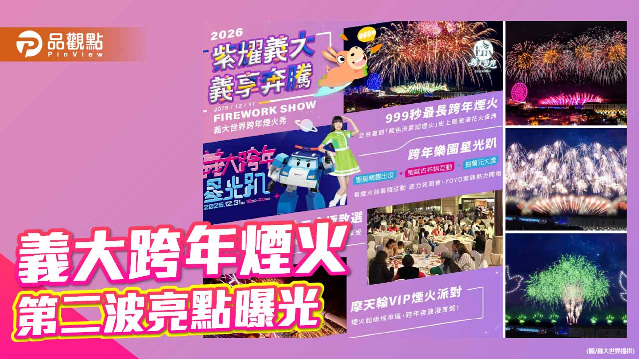 義大跨年亮點再升級！「超巨大煙火樹」震撼登場　999秒璀璨迎接2026