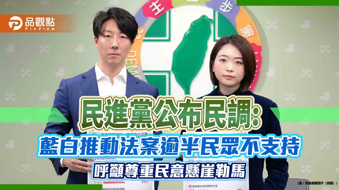 民進黨公布民調:藍白推動法案逾半民眾不支持 呼籲尊重民意懸崖勒馬 民進黨公布民調:藍白推動法案逾半民眾不支持 呼籲尊重民意懸崖勒馬