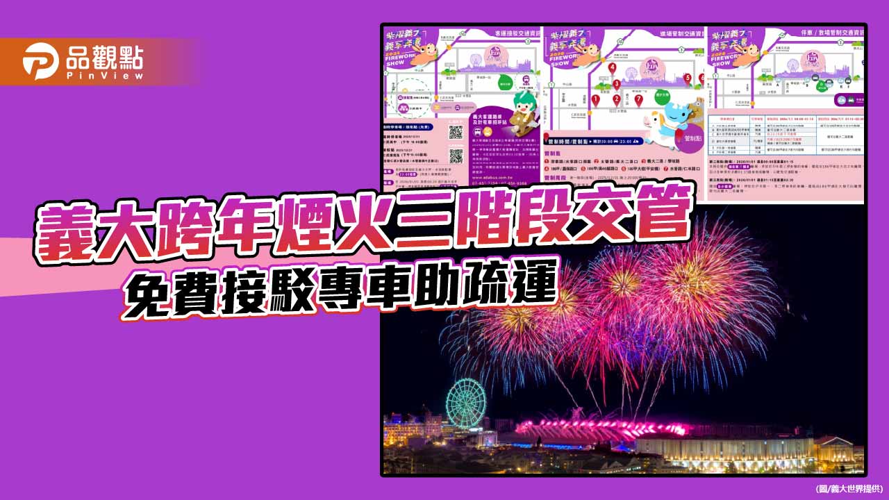 義大999秒跨年煙火迎2026　三階段交管上路、免費接駁助疏運