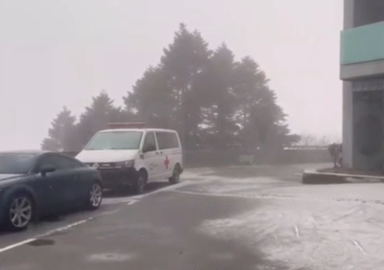 合歡山下冰霰！清晨急凍　春節遊客驚喜：銀白世界美景