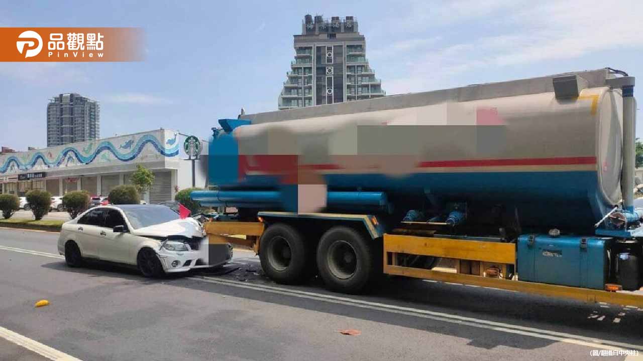 宜蘭賓士男酒駕撞油罐車！車頭「塞進大車底」全毀
