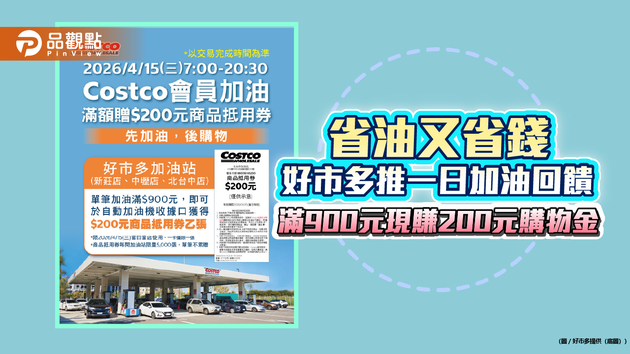 省油又省錢 好市多推一日加油回饋　滿900元現賺200元購物金