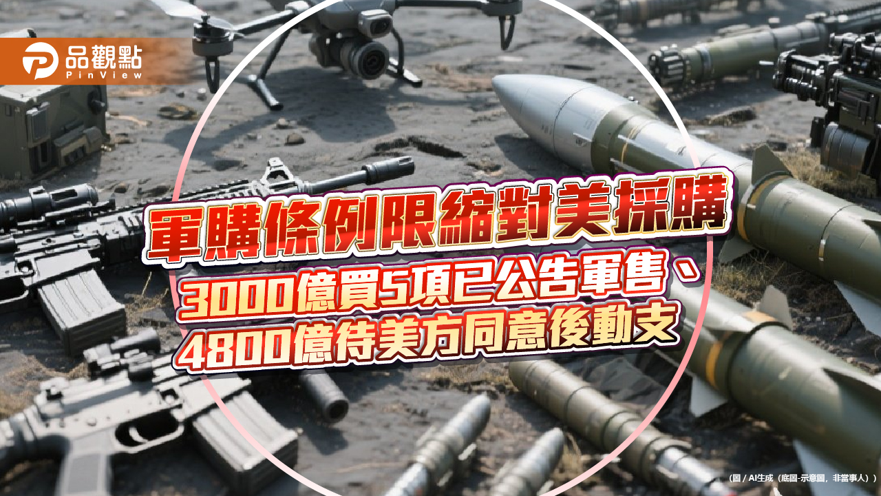 軍購條例限縮對美採購　3000億買5項已公告軍售、4800億待美方同意後動支