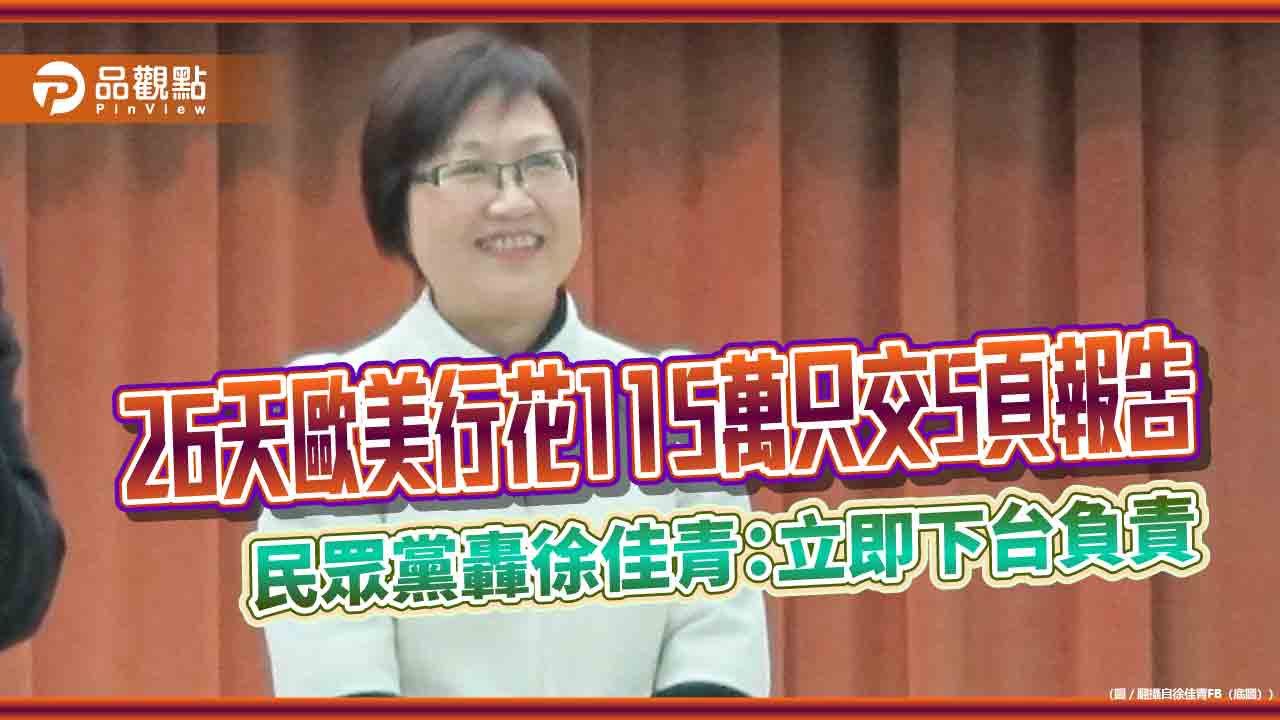 26天歐美行花115萬只交5頁報告　民眾黨轟徐佳青：立即下台負責